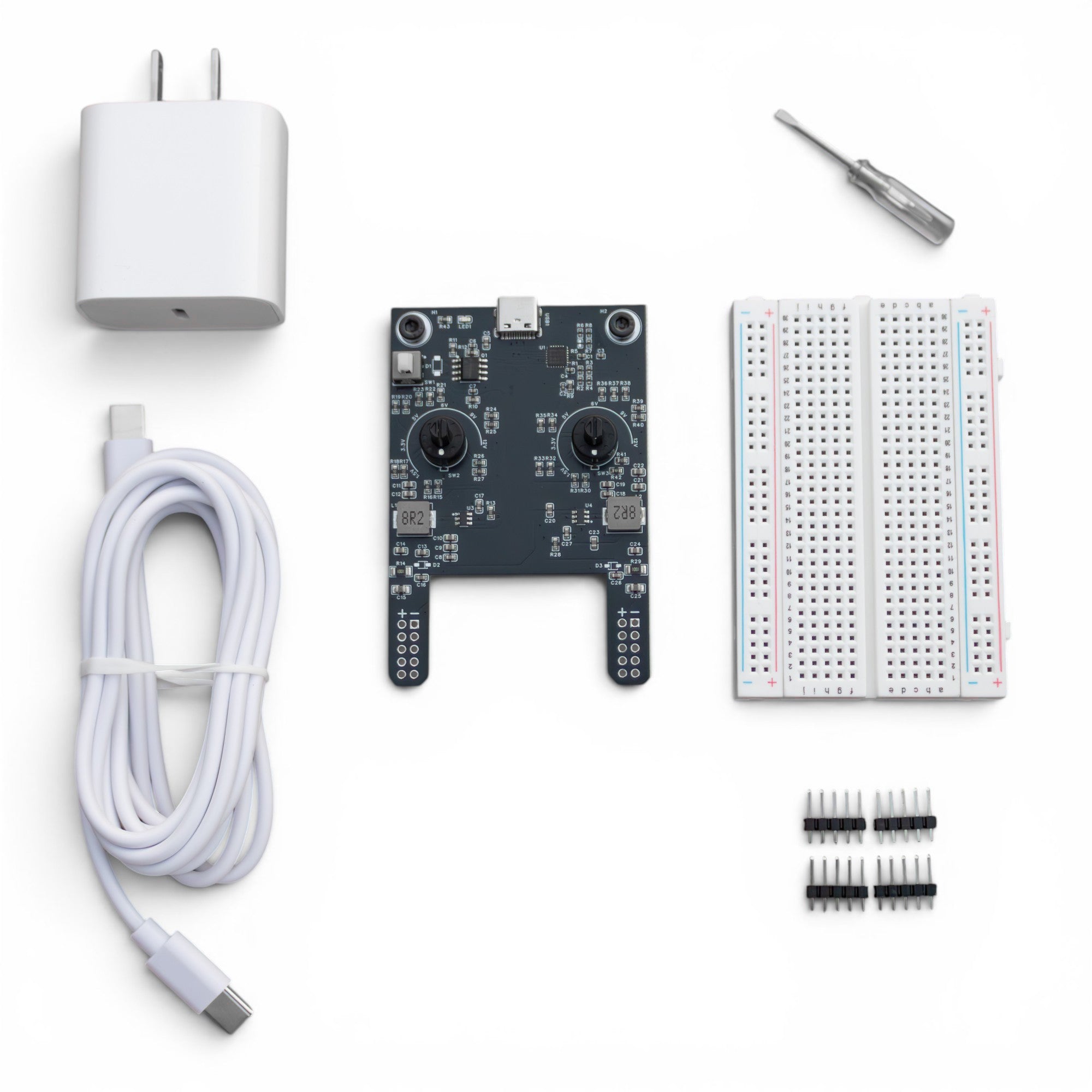 Bintronics USB-C Adjustable 12V/9V/6V/5V/3.3V/1.5V 2A Total Output Breadboard Power Supply Kit USB-C PD Compatable with Raspberry Pi, Pico W, ESP32