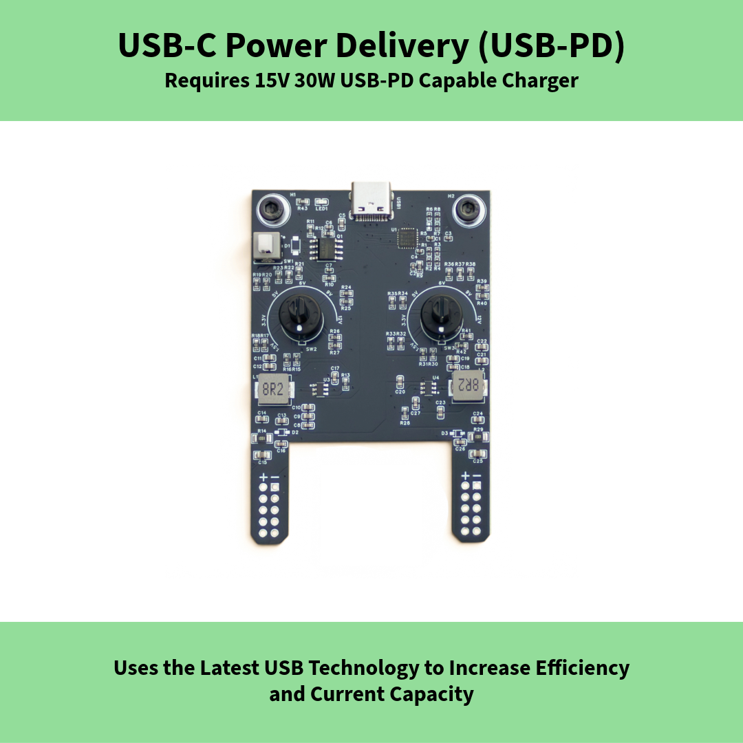 Bintronics USB-C Adjustable 12V/9V/6V/5V/3.3V/1.5V 2A Total Output Breadboard Power Supply USB-C PD Compatable with Raspberry Pi, Pico W, ESP32