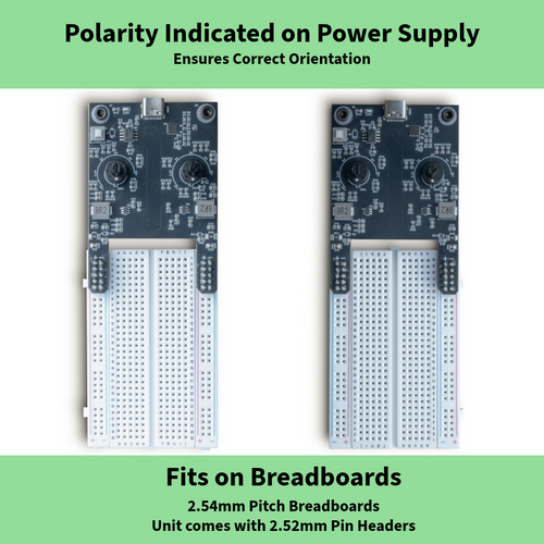 Bintronics USB-C Adjustable 12V/9V/6V/5V/3.3V/1.5V 2A Total Output Breadboard Power Supply USB-C PD Compatable with Raspberry Pi, Pico W, ESP32