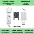 Bintronics USB-C Adjustable 12V/9V/6V/5V/3.3V/1.5V 2A Total Output Breadboard Power Supply Kit USB-C PD Compatable with Raspberry Pi, Pico W, ESP32