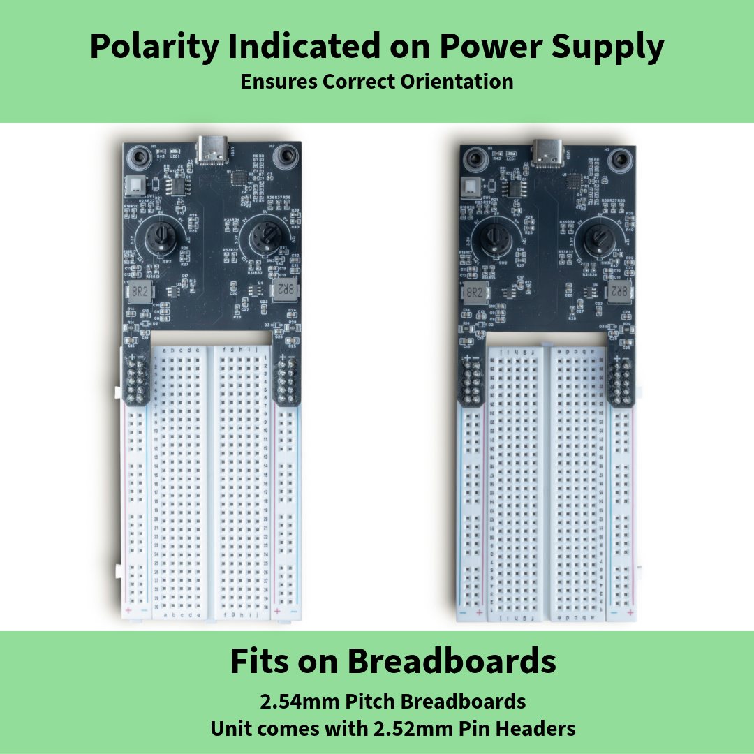 Bintronics USB-C Adjustable 12V/9V/6V/5V/3.3V/1.5V 2A Total Output Breadboard Power Supply Kit USB-C PD Compatable with Raspberry Pi, Pico W, ESP32
